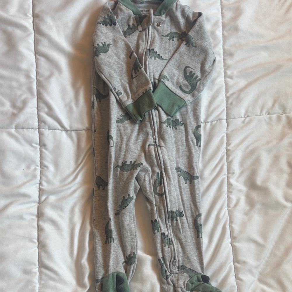 Carter's Gray and Green Dinosaur Footie